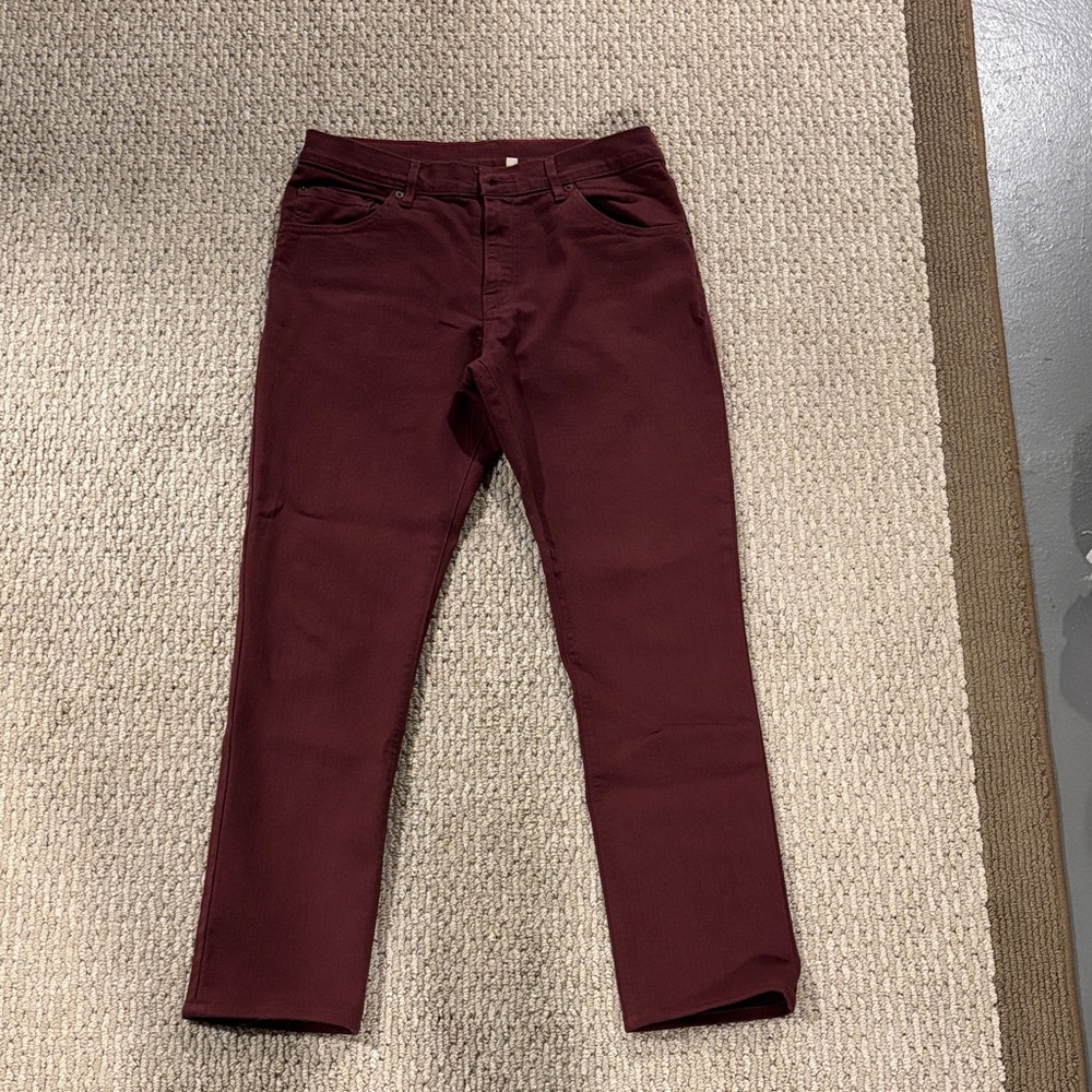 Raleigh Martin Men's Slim Stretch Straight Jeans - Burgundy